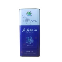 宁夏西吉县立眉村物理冷榨亚麻籽油马口铁桶装1.25L（蓝罐）